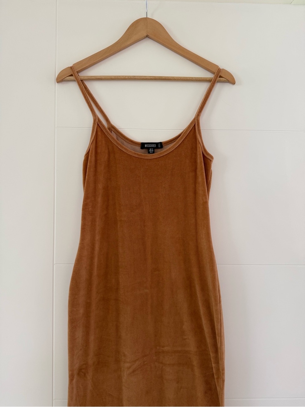 Missguided Camel Velour Sun Dress, size 8. - Picture 2 of 7